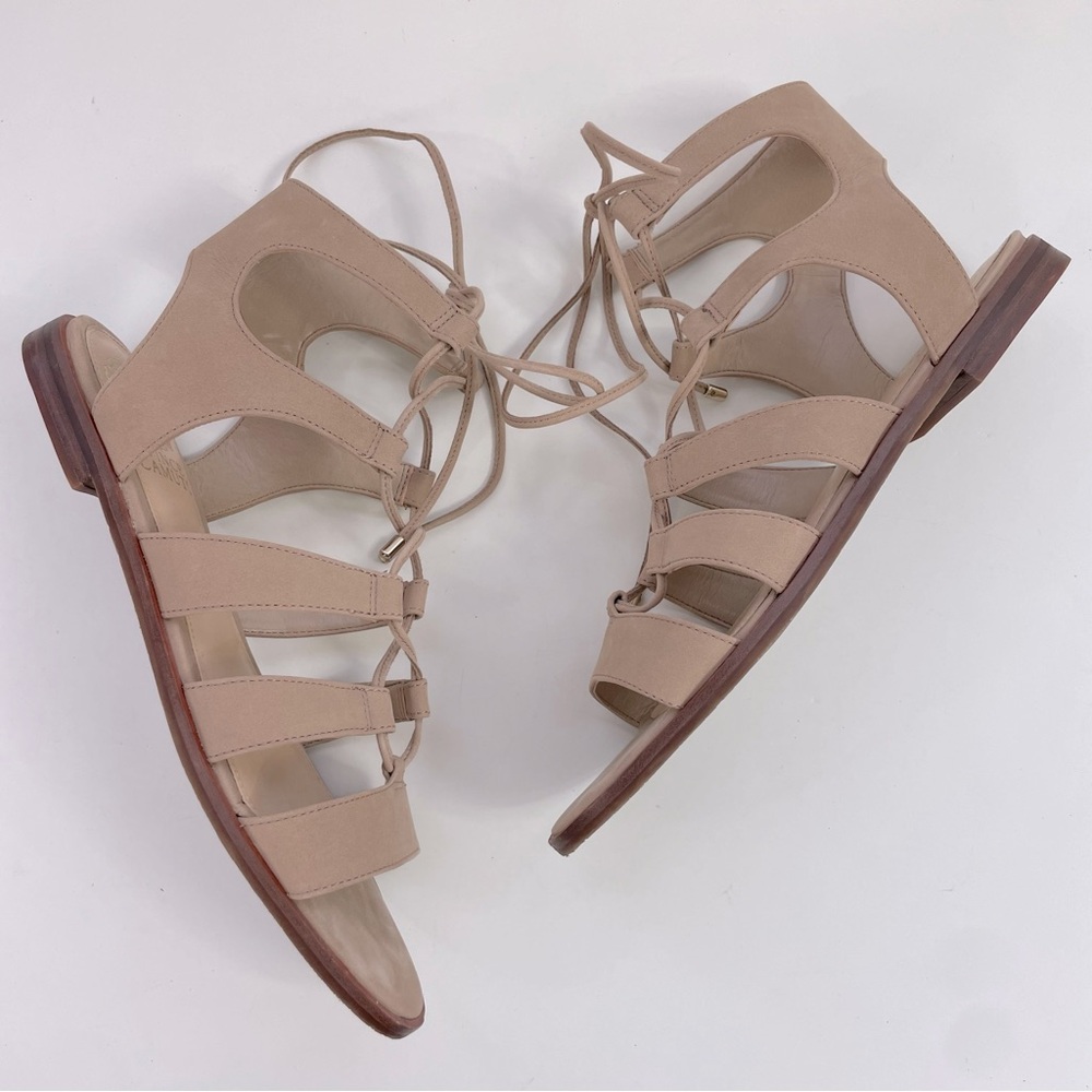 Vince Camuto Tany Beige‎ Lace-Up Gladiator Cage Open-Toe Sandals